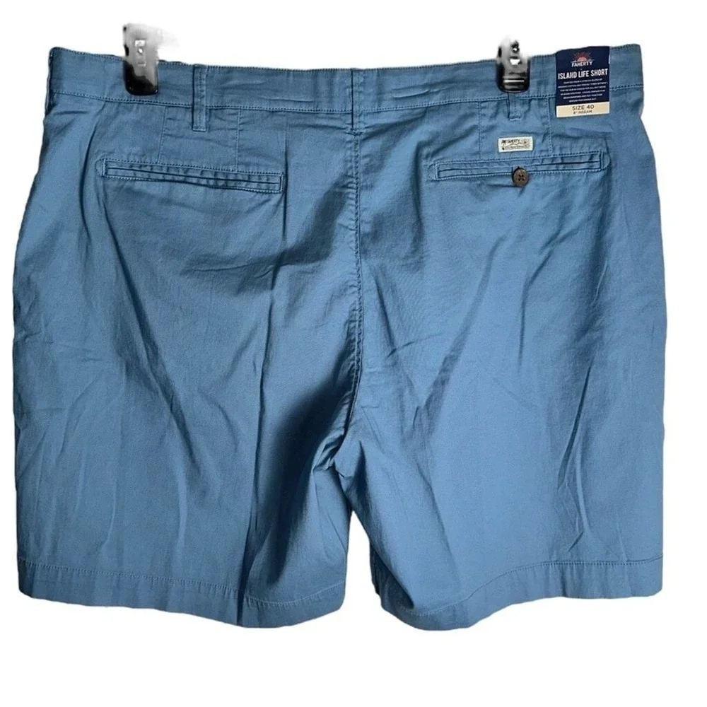 Faherty 40 Waist Island Life Organic Cotton Blend Blue Shorts 8